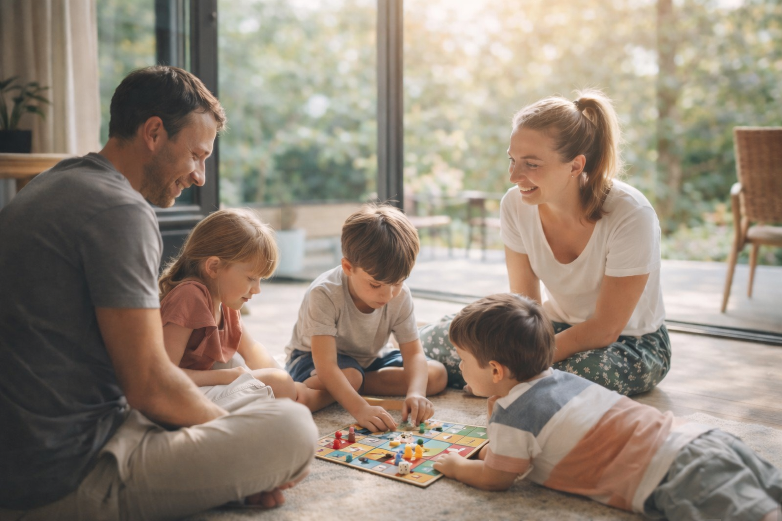 Familia acompañando a un niño con TDAH en casa